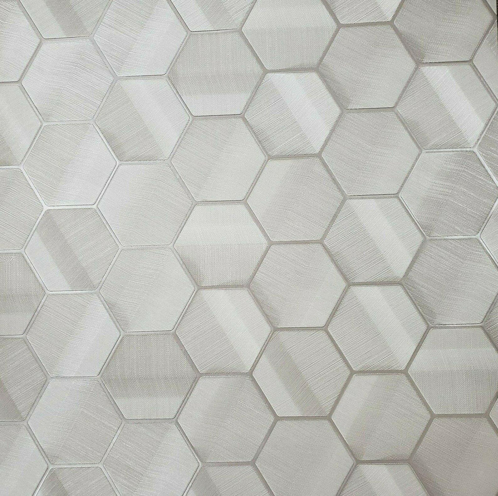 Z44807 Hexagon taupe metallic fabric textured Geometric 3D