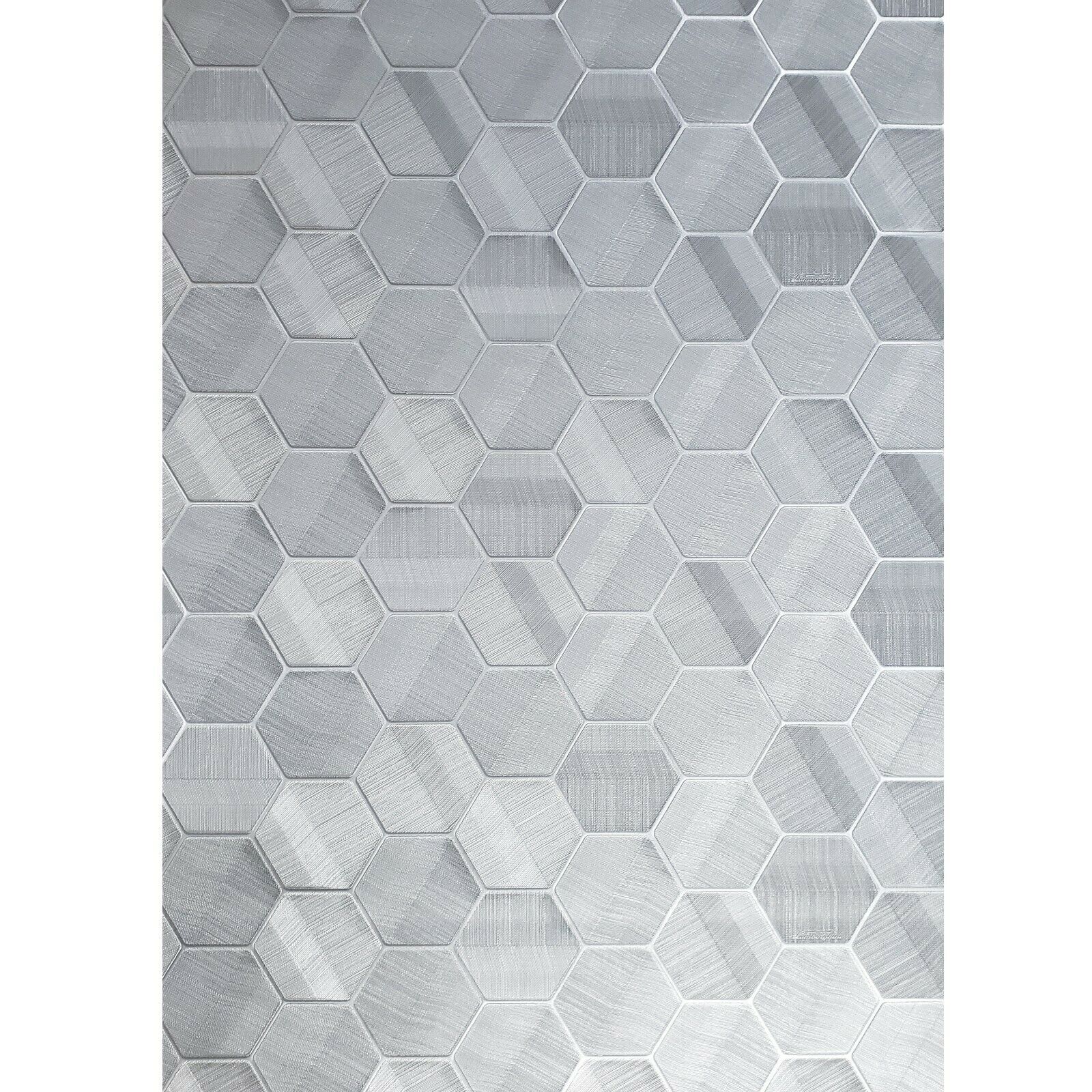 Z44810 Lamborghini Hexagon gray silver metallic fabric textured 