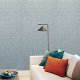 Z44912 Blue Gold faux Sackcloth fabric textured lines plain Wallpaper