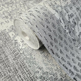 Z44954 Abstract Embossed black white metallic faux fabric Wallpaper 