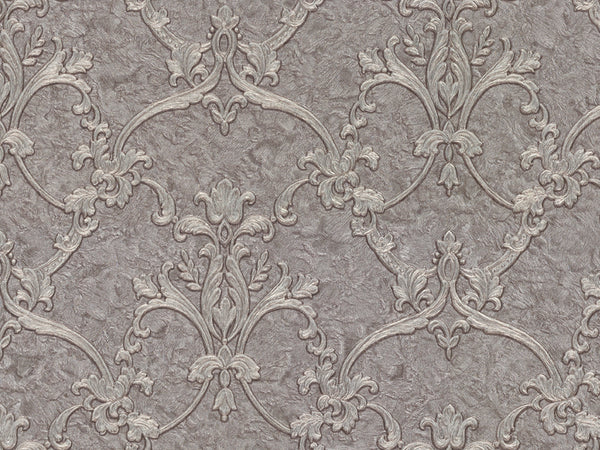 TX34844 - Silver Leaf Damask Wallpaper - Discount Wallcovering