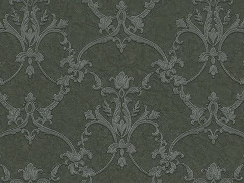 Z46041 Trussardi Green silver Metallic textured Damascus wallpaper 3D