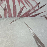 Z5562 Zambaiti Floral Palm Leaves metallic ivory Cream Pink Wallpaper