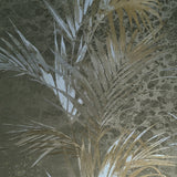 Z5565 Modern Bronze white gold metallic floral tropical palm leaves textured wallpaper