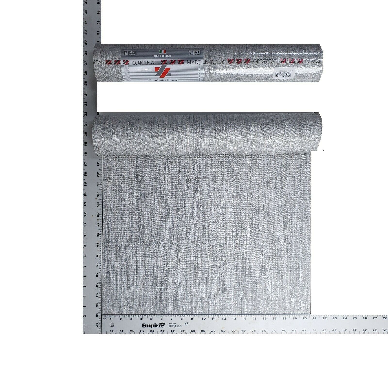 Z63032 Zambaiti Gray silver metallic faux fabric textured stria