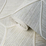 Z63035 Zambaiti Gray white brass metallic faux fabric textured wave lines Wallpaper