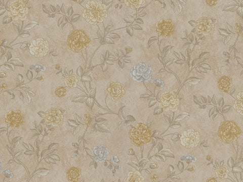Z66803 Contemporary Beige non-woven Satin floral wallpaper textured 3D