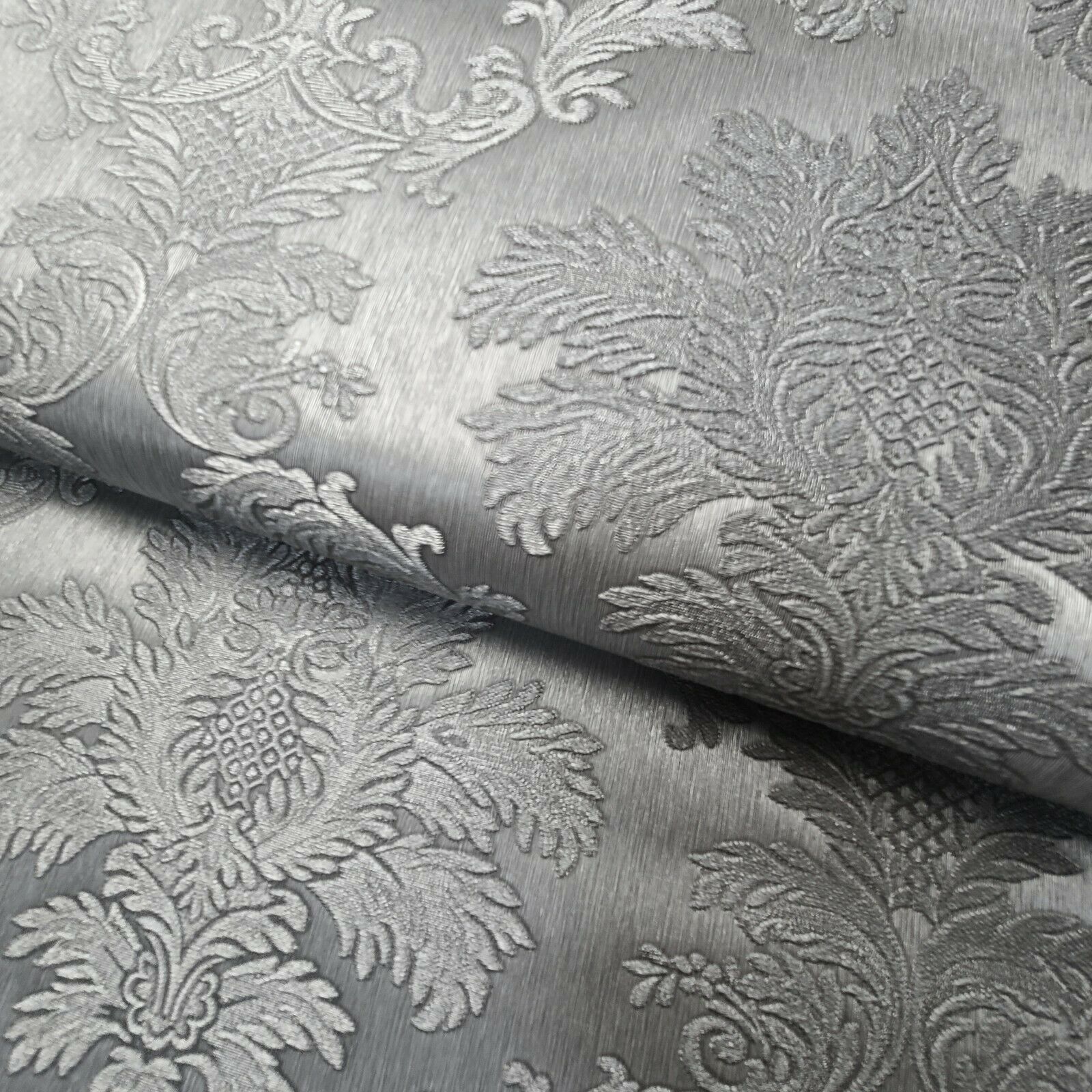 Z72007 Zambaiti Gray silver metallic Victorian damask faux Z72007 Zambaiti Gray silver metallic Victorian damask faux