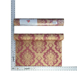 Z72046 Zambaiti burgundy gold metallic Victorian faux fabric damask Wallpaper