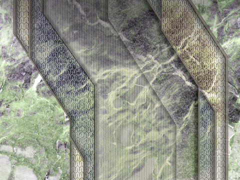 Z90059 LAMBORGHINI 2 Geometric Abstract Green Gray 3D Textured Panel