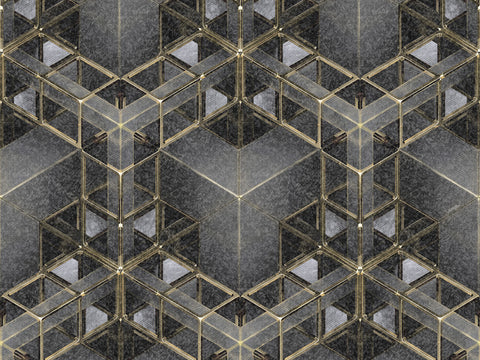 Z90063 LAMBORGHINI 2 Geometric Gray Gold 3D illusion Textured Panel