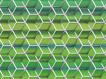 Z90084 LAMBORGHINI 2 Geometric Cube Green Silver 3D Illusion Panel