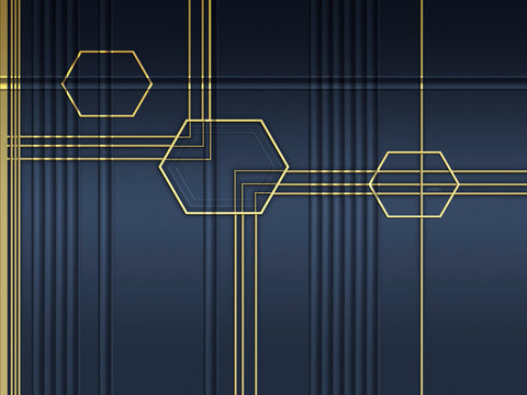 Z90089 LAMBORGHINI 2 Geometric Blue Gold Textured 3D Modern Panel