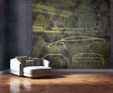 Z90057 LAMBORGHINI 2 Abstract Gray Yellow 3D Textured Panel