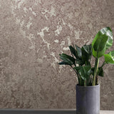 4501-12 Textured Plain Wallpaper Bronze metallic faux plaster textures - wallcoveringsmart