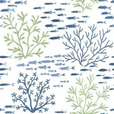 CV4404 York Marine Garden Blue Green Fish Coral Undersea Pattern Wallpaper
