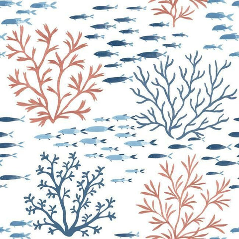 CV4405 York Marine Garden Blue Red Fish Coral Undersea Pattern Wallpaper
