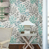 CV4406 York Marine Garden Blue Brown Fish Coral Undersea Pattern Wallpaper