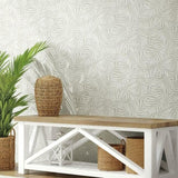 CV4436 York Oahu Palm Fronds Leaves Linen Wallpaper