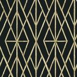 CV4448 York Riviera Bamboo Trellis Diamond Geometric Black Gold Wallpaper