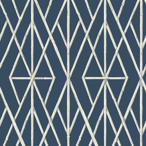 CV4449 York Riviera Bamboo Trellis Diamond Geometric Navy Blue Wallpaper