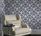 175000 Silver Flock Gray Damask Velvet Portofino Wallpaper