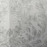4506-10 Striped Victorian damask off white gray cream Textured Wallpaper