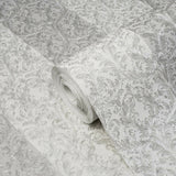 4506-10 Striped Victorian damask off white gray cream Textured Wallpaper