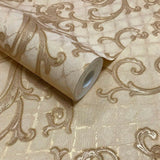 8549-02 Snake Diamond Print Gold Rose Wallpaper - wallcoveringsmart