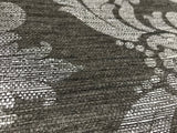 75708 Black Silver Damask Faux Grasscloth Texture Wallpaper