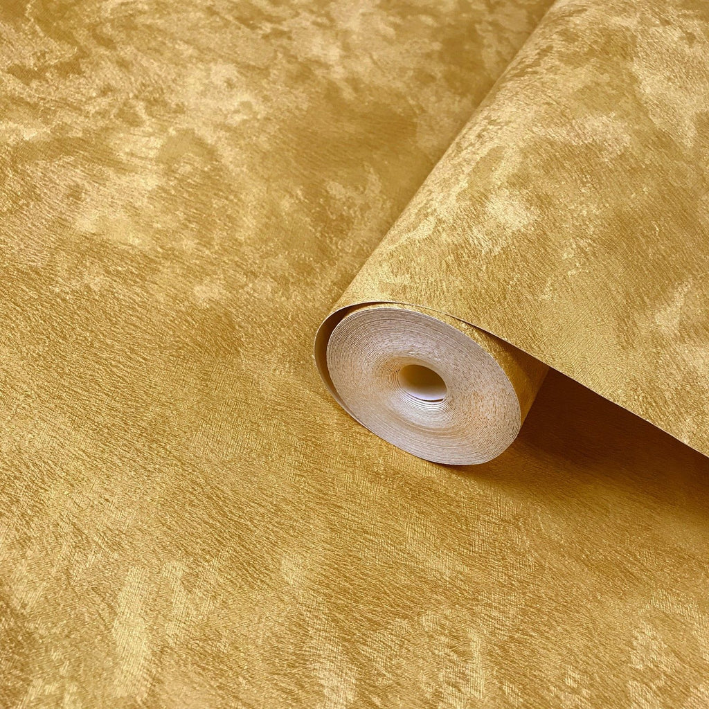 300046 Gold Plain Textured Yellow Wallpaper – wallcoveringsmart