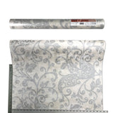 500013 Ivory Gray Silver Paisley Floral Damask Wallpaper