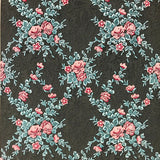 M328-10 Floral Rose Black Glitter Wallpaper