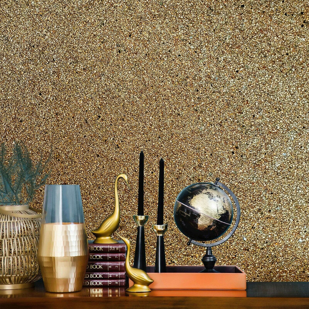 M4029 Brass gold metallic Chip Stone Natural real Mica Wallpaper