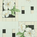 C909-10 vinyl Wallpaper beige floral tiles peony textured 3D - wallcoveringsmart