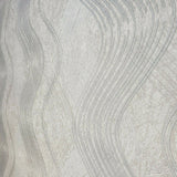 8602-01 Slavyanski tan cream gray silver metallic textured wave lines Wallpaper