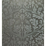 215006 Portofino Floral Damask Glassbeads textured charcoal gray silver Metallic lines Wallpaper