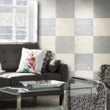 125023 Silver Grey Cream Plaid Wallpaper - wallcoveringsmart