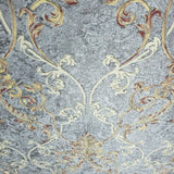 M5607 Murella dark gray gold bronze metallic damask faux concrete plaster Wallpaper