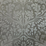 215006 Portofino Floral Damask Glassbeads textured charcoal gray silver Metallic lines Wallpaper