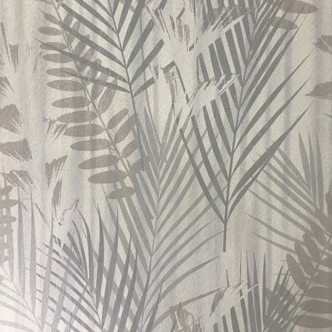 255002 Wallpaper gray silver Floral Tropical Palm Leaves