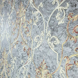 M5607 Murella dark gray gold bronze metallic damask faux concrete plaster Wallpaper