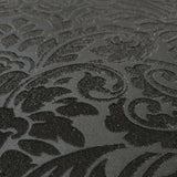WM30545501 Black Victorian damask glass beads floral 3D Wallpaper