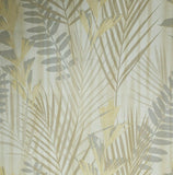 255004 Portofino yellow Gold Metallic Floral Jungle Tropical Palm Leaves Wallpaper