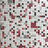5584-10 Mosaic Tile White Red textured Wallpaper