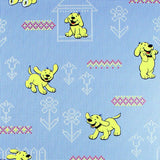 M327-03 Blue doggies Knit Dog Kids room Nursery Wallpaper