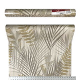 255007 Cream Gold Silver Palm Leaf Wallpaper