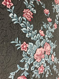 M328-10 Floral Rose Black Glitter Wallpaper