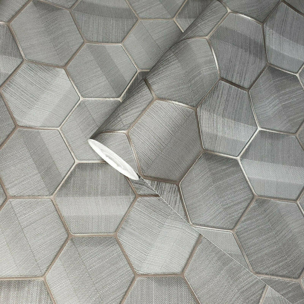 Z44804 Hexagon Charcoal gray bronze metallic textured Wall