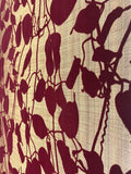 135055 Gold Burgundy Flock tree Leaf Wallpaper Flocking leaves - wallcoveringsmart